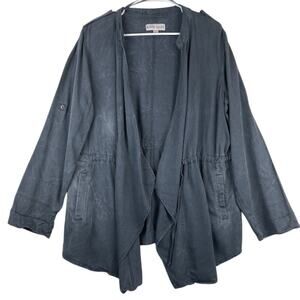 Knox Rose women's Army gray/green jacket with open front.